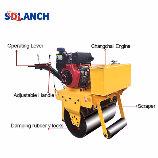 China Mini Diesel Compactor Machine Vibratory Road Roller with Diameter Smooth Drum Use for Asphalt